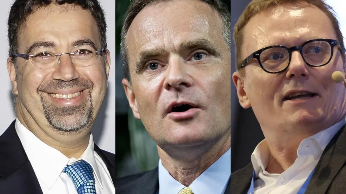 Daron Acemoglu, Simon Johnson, and James Robinson are portrayed in a split composition, each showcasing distinct expressions and styles, seemingly engaged in a discussion or presentation relevant to their academic contributions.